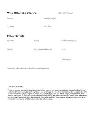 first page of job offer letter template pdf