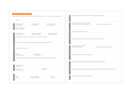 Hiring manager intake form preview