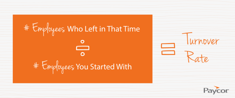 Turnover Rate Calculation: employees who left divided by employees you started with