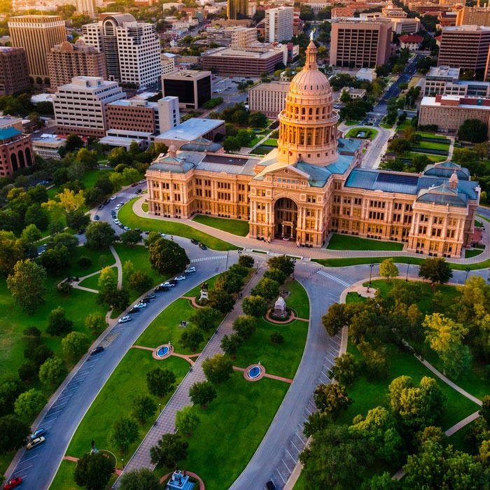 Austin skyline and capitol building