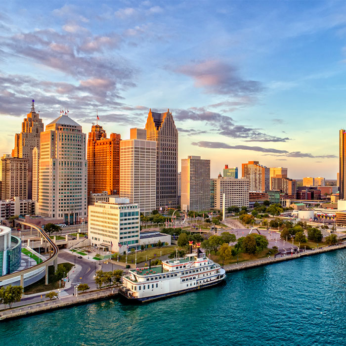 Detroit skyline and waterfront