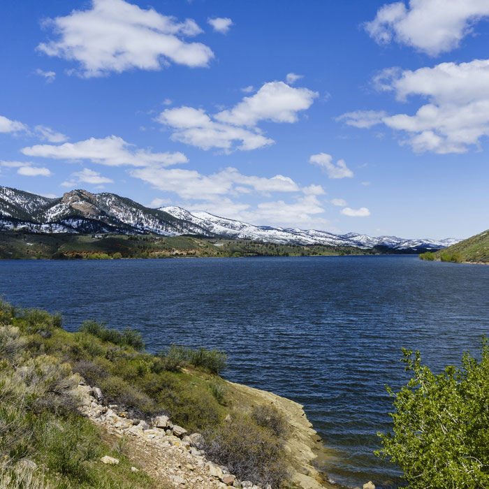 Fort Collins waterfront and mountains