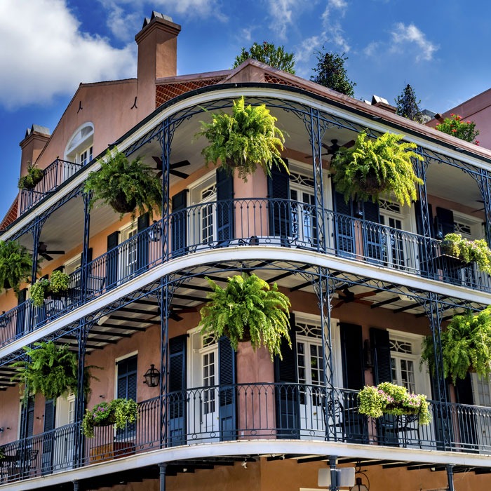 Exterior of pink building in New Orleans