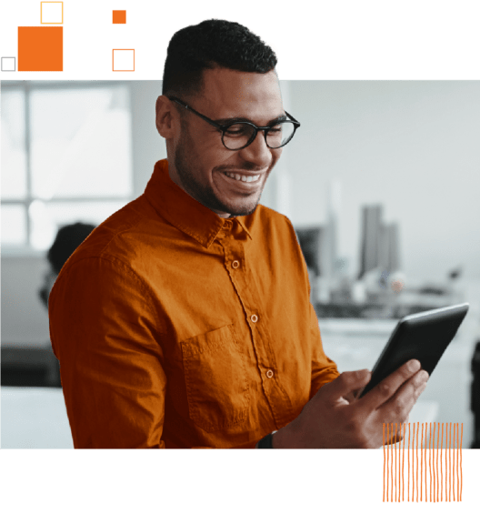 Man holding tablet