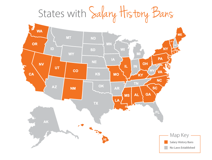 U.S. Map of states with salary history bans