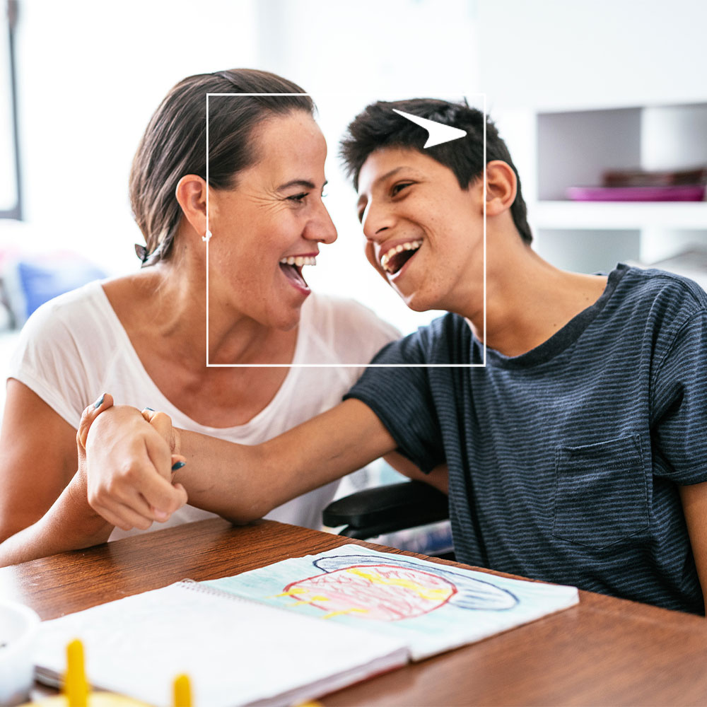 Nurse with boy against bedroom background