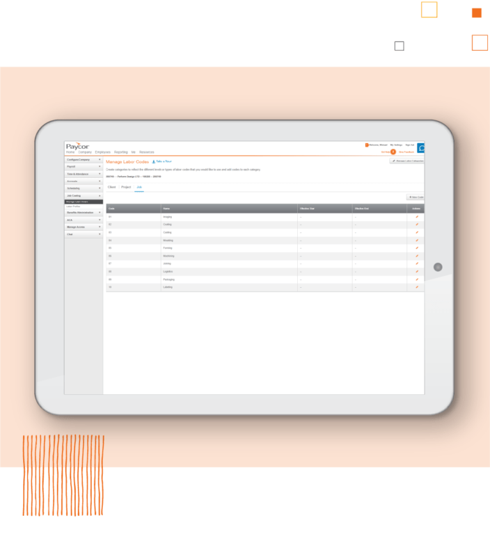 Tablet showing Paycor compliance dashboard
