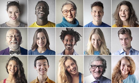 gallery of smiling men and women of various ages