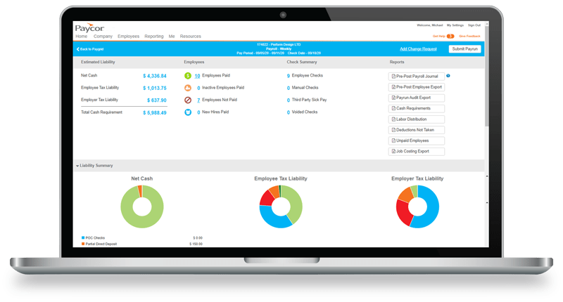 payroll processing dashboard on computer