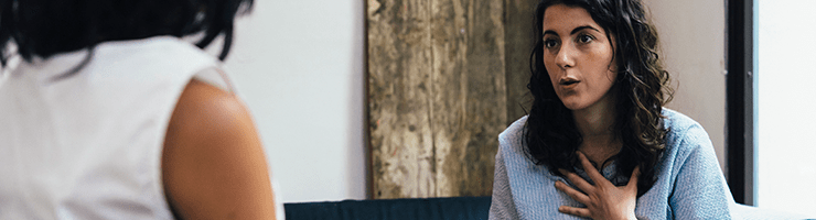 vulnerable woman disclosing a mental health condition