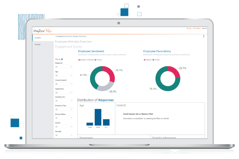 Laptop showing Paycor employee engagement survey