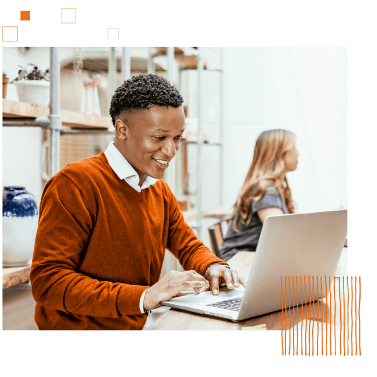 young man working on laptop