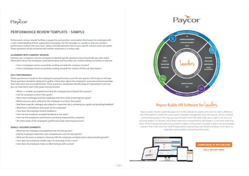 preview image 2 of the performance review template