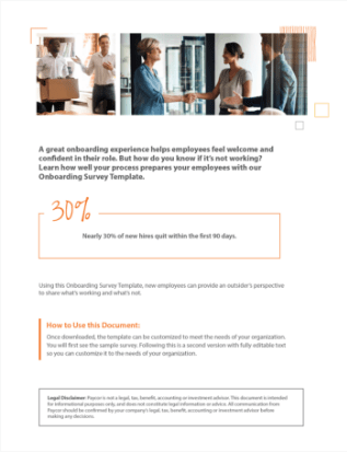 Paycor Onboard Survey Template Preview