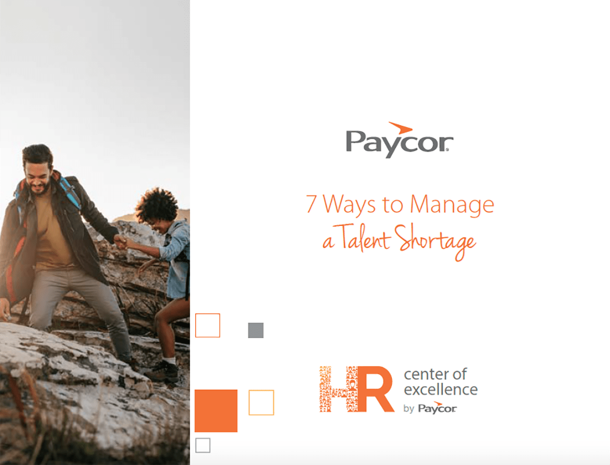 Paycor screenshot front cover of 7 way to Manage a Talent Shortage Guide
