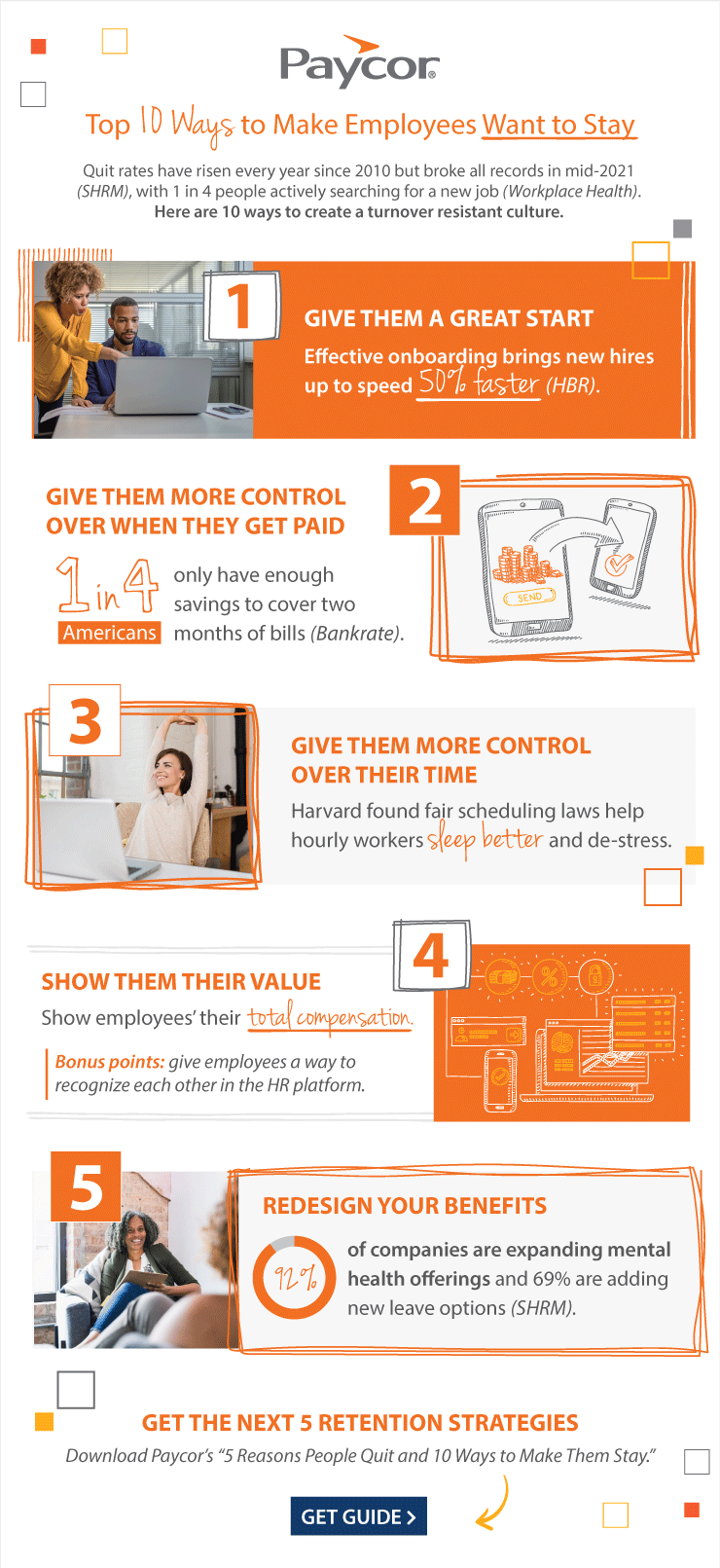 Paycor Top 10 Ways to Make Employees Want to Stay Infographic