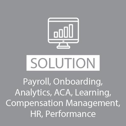 Payroll, onboarding, analytics, ACA, Learning, compensation management, HR, performance