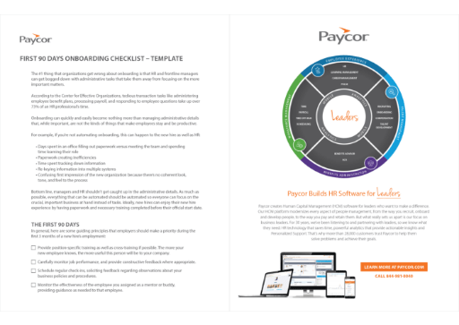 Paycor onboarding checklist preview