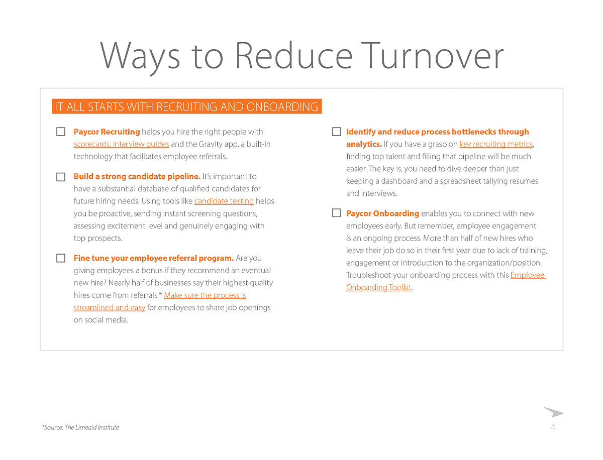 Ways to reduce turnover