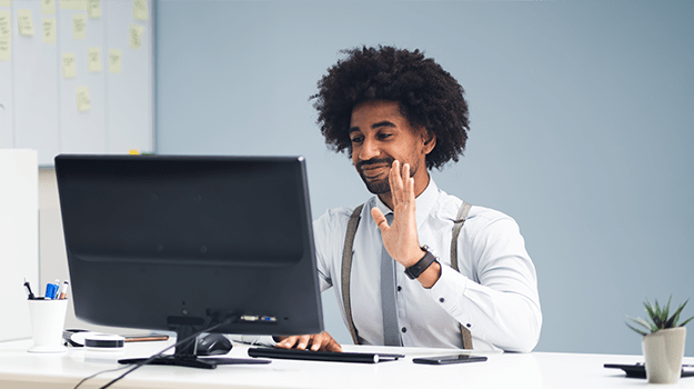 Guy working at computer