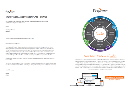 Paycors inside cover of Salary Increase Template