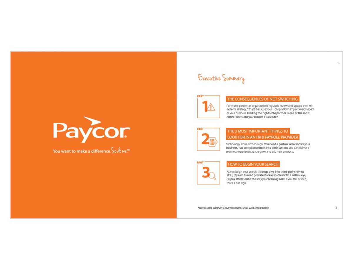 executive summary switching HR Platform