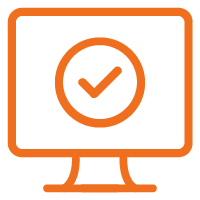 illustration of computer screen with checkmark in orange