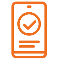illustration of smartphone screen with checkmark in orange