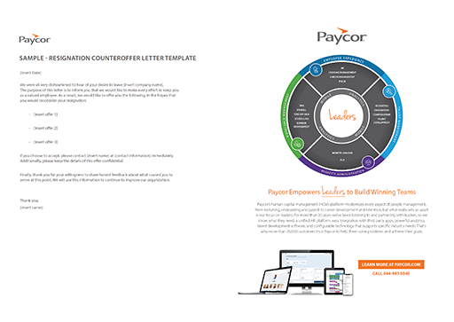 sample resignation counteroffer template