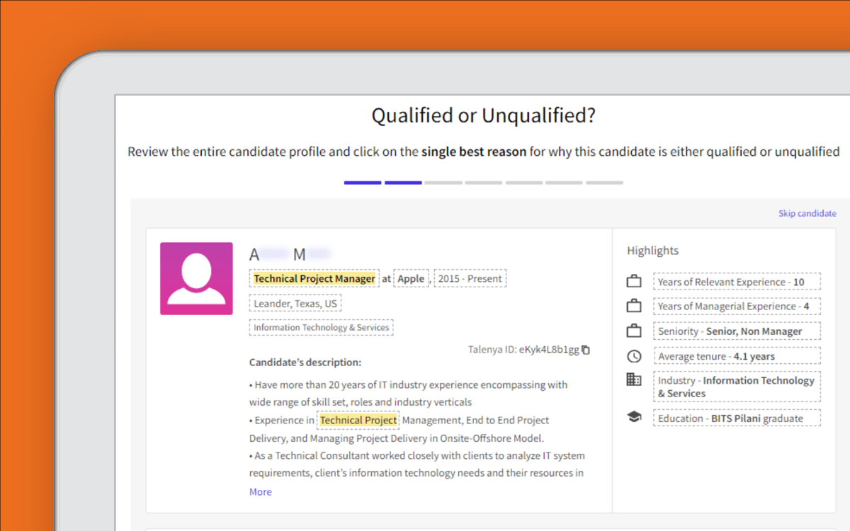 Talenya Paycor recruiting candidate search calibration