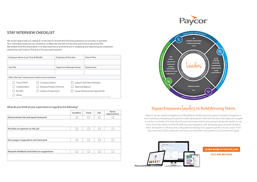 stay interview checklist