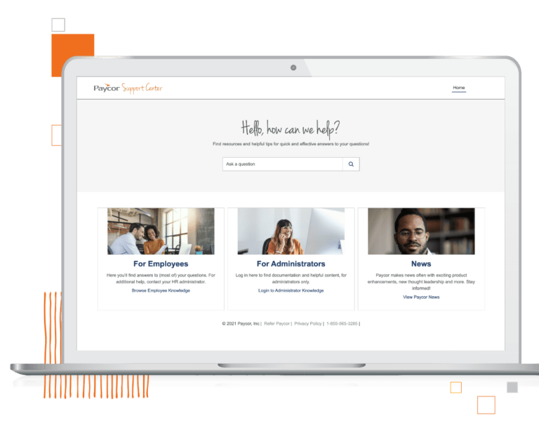 Paycor Support Center desktop screenshot
