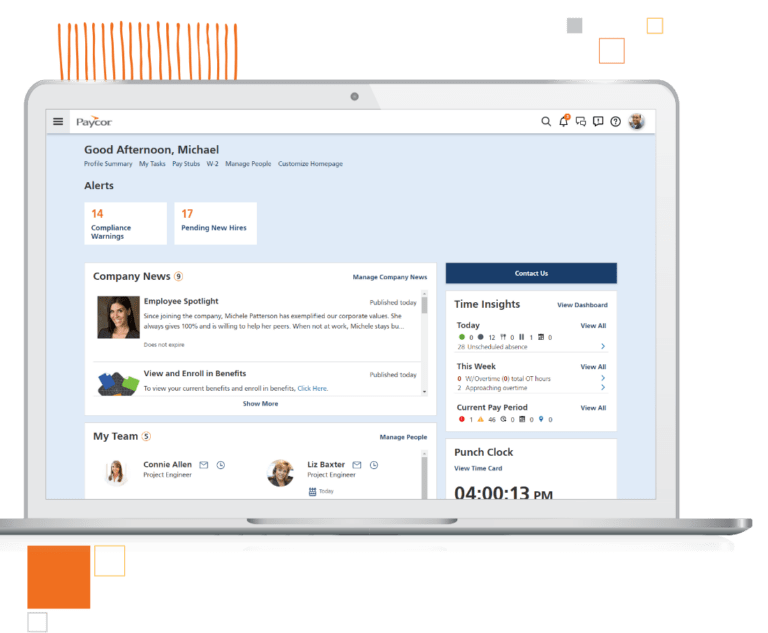 Paycor Platform Dashboard screenshot