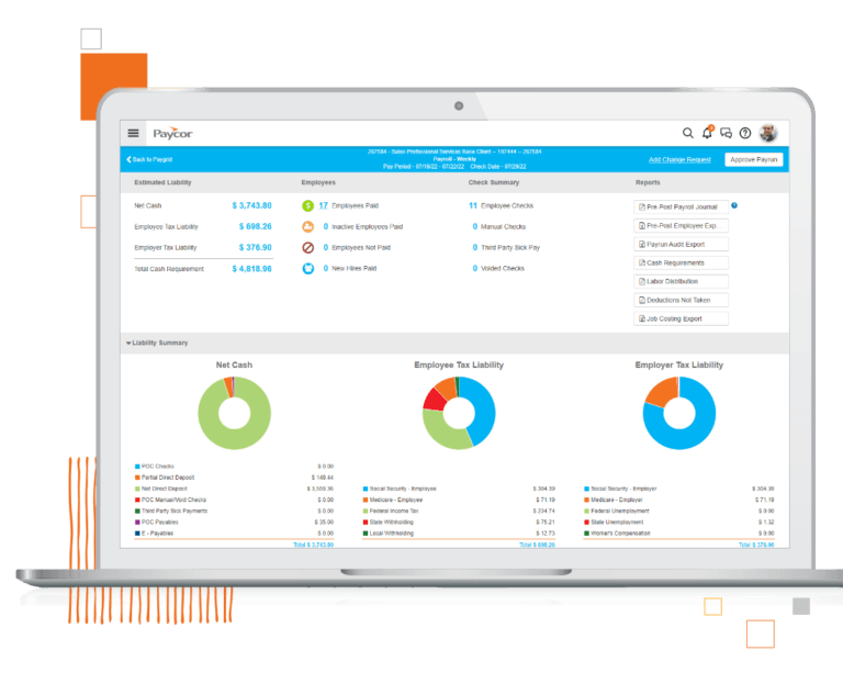 Paycor product screenshot payroll dashboard