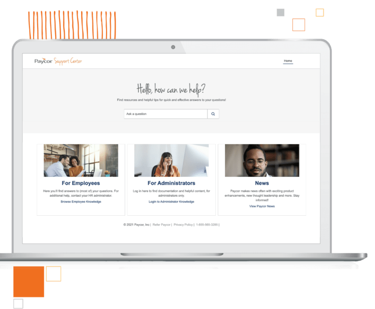 paycor support center screenshot