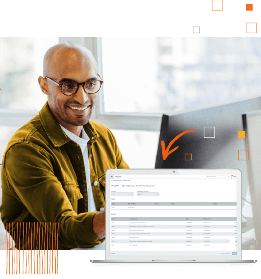 Paycor Workers Compensation product example and smiling man