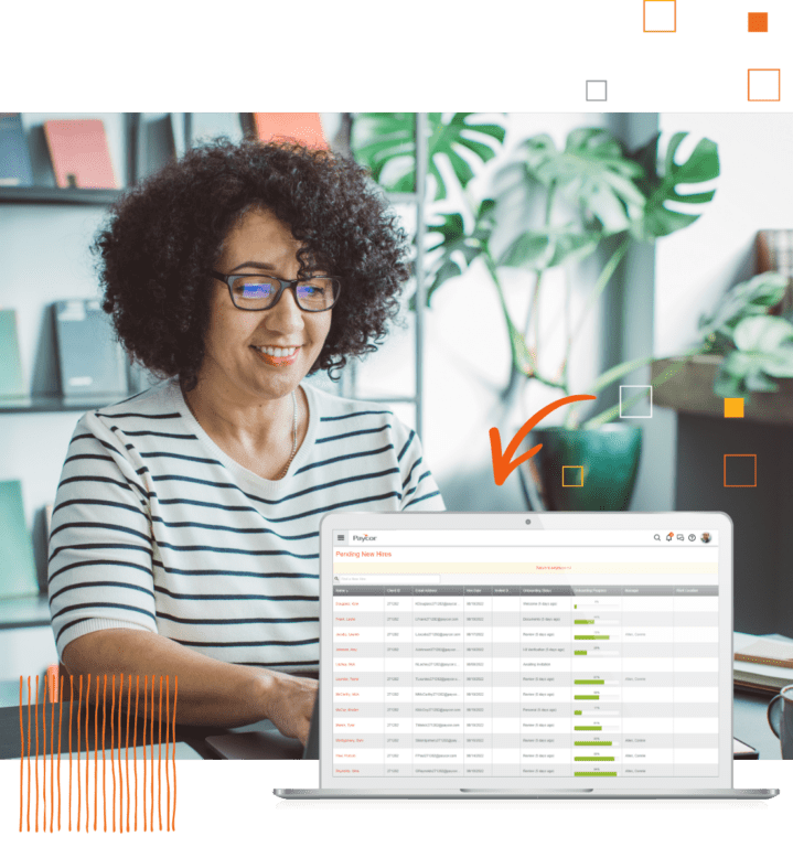 Paycor Onboarding software example and woman smiling