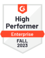 G2 High Performer Enterprise Fall 2023 badge - Paycor