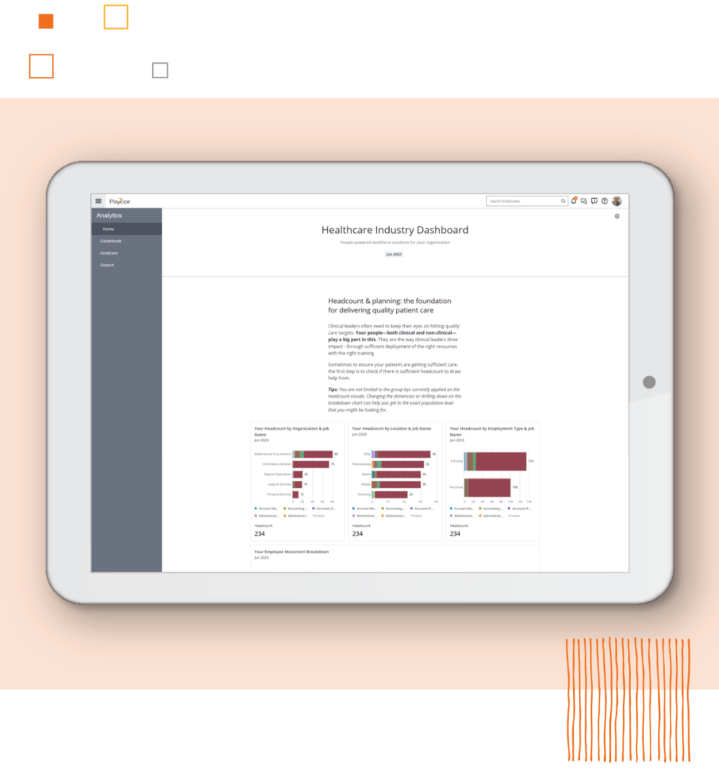 Paycor Analytics Product for healthcare industry example