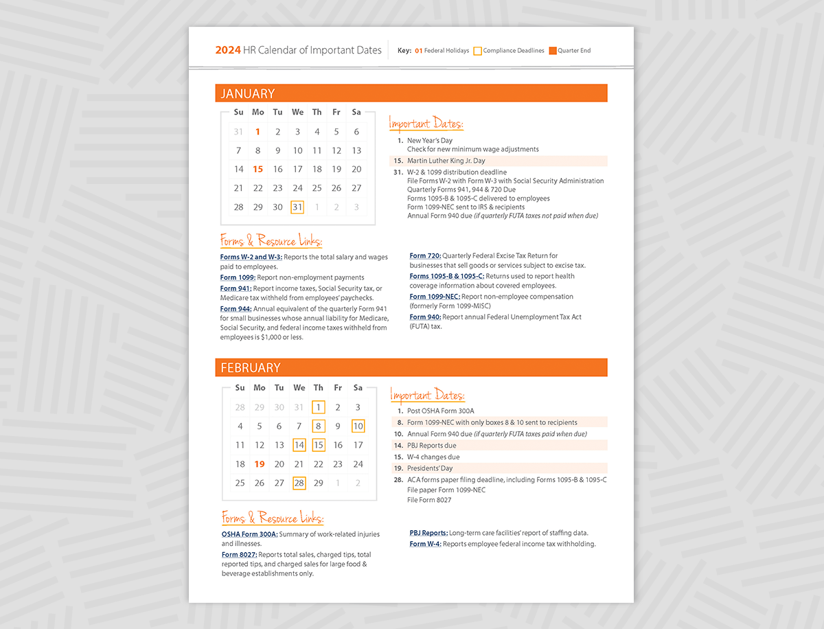 2024 HR Calendar of Important Dates 2024 HR Calendar of Important Dates