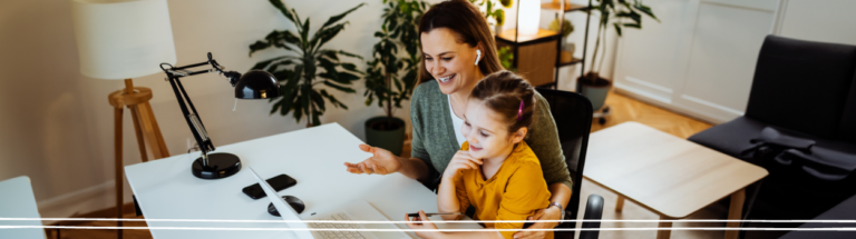 family-at-desk