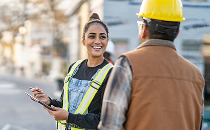 female worker on a jobsite outside