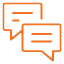 orange icon of talk bubbles