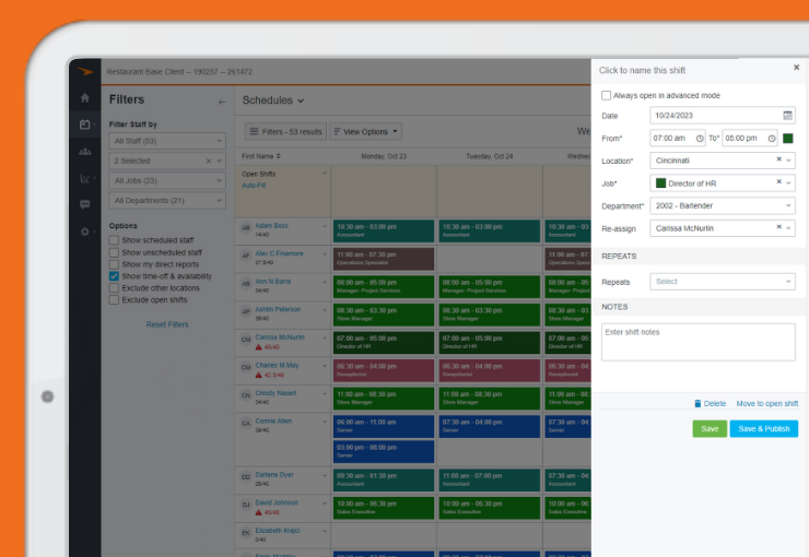 paycor scheduling job costing feature desktop