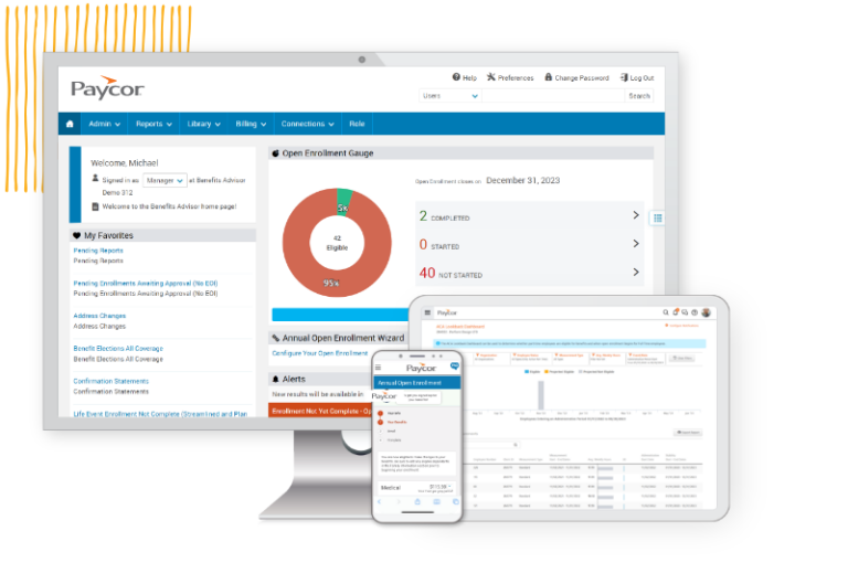 Paycors benefits administration product on various devices