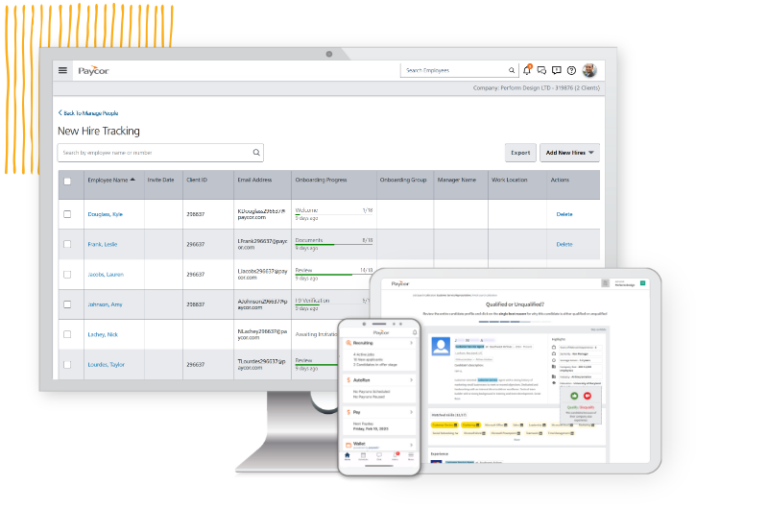 Paycor's talent acquisition products on various devices