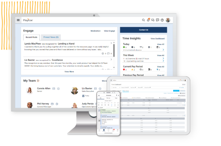 Paycor's workforce scheduling products on various devices