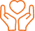 orange icon hands holding heart