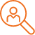 orange icon person in magnifying glass