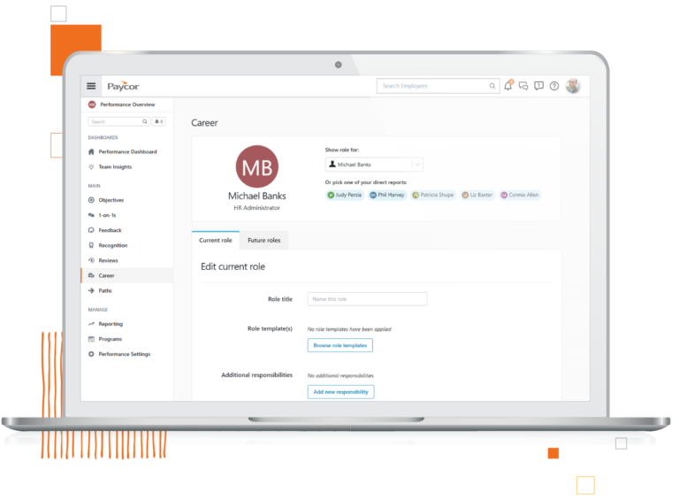 Paycor career management software on computer screen